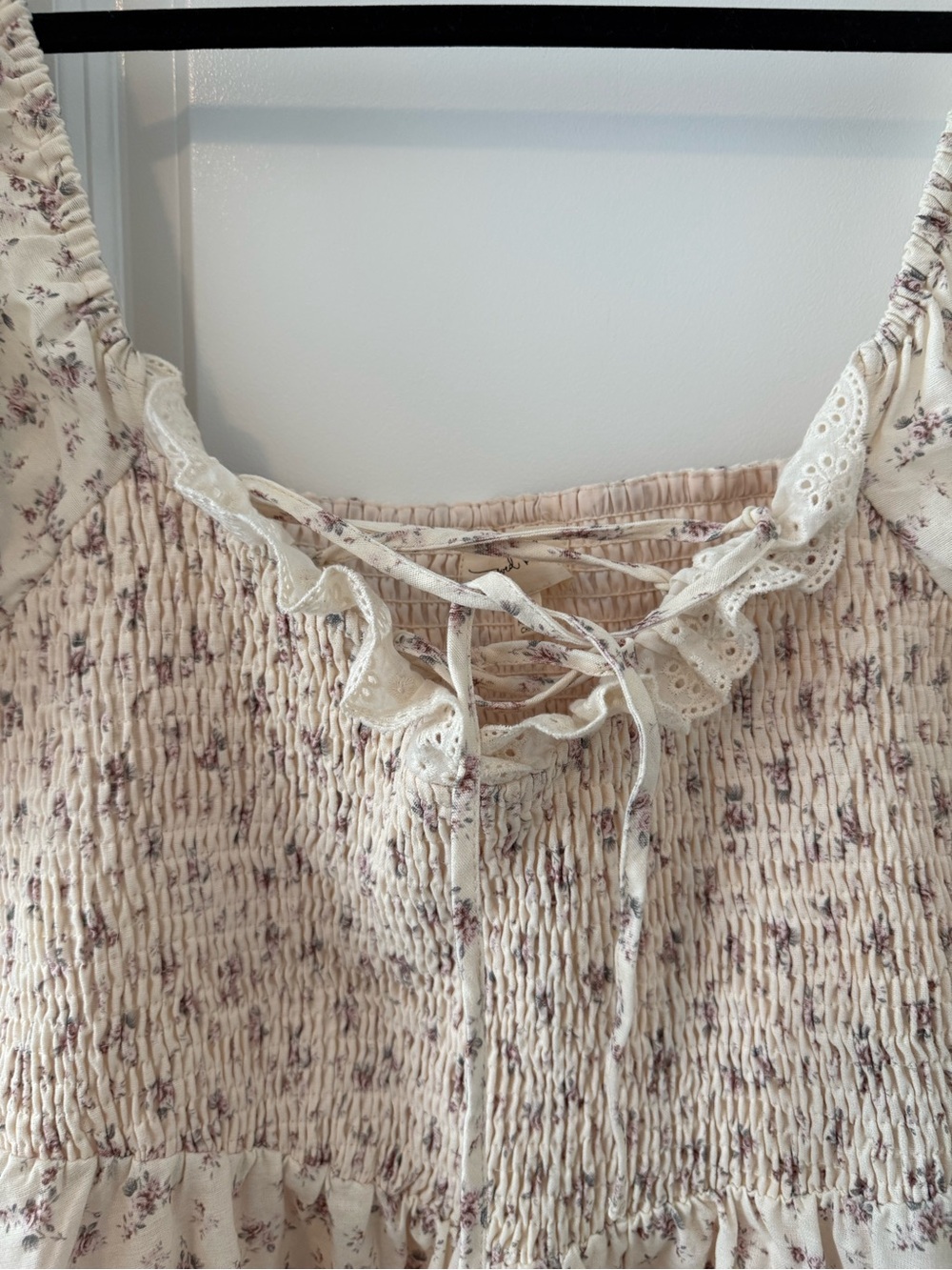 One Loved Babe Light Cream Smocked Floral Maxi Dress 1X - Picture 6 of 9
